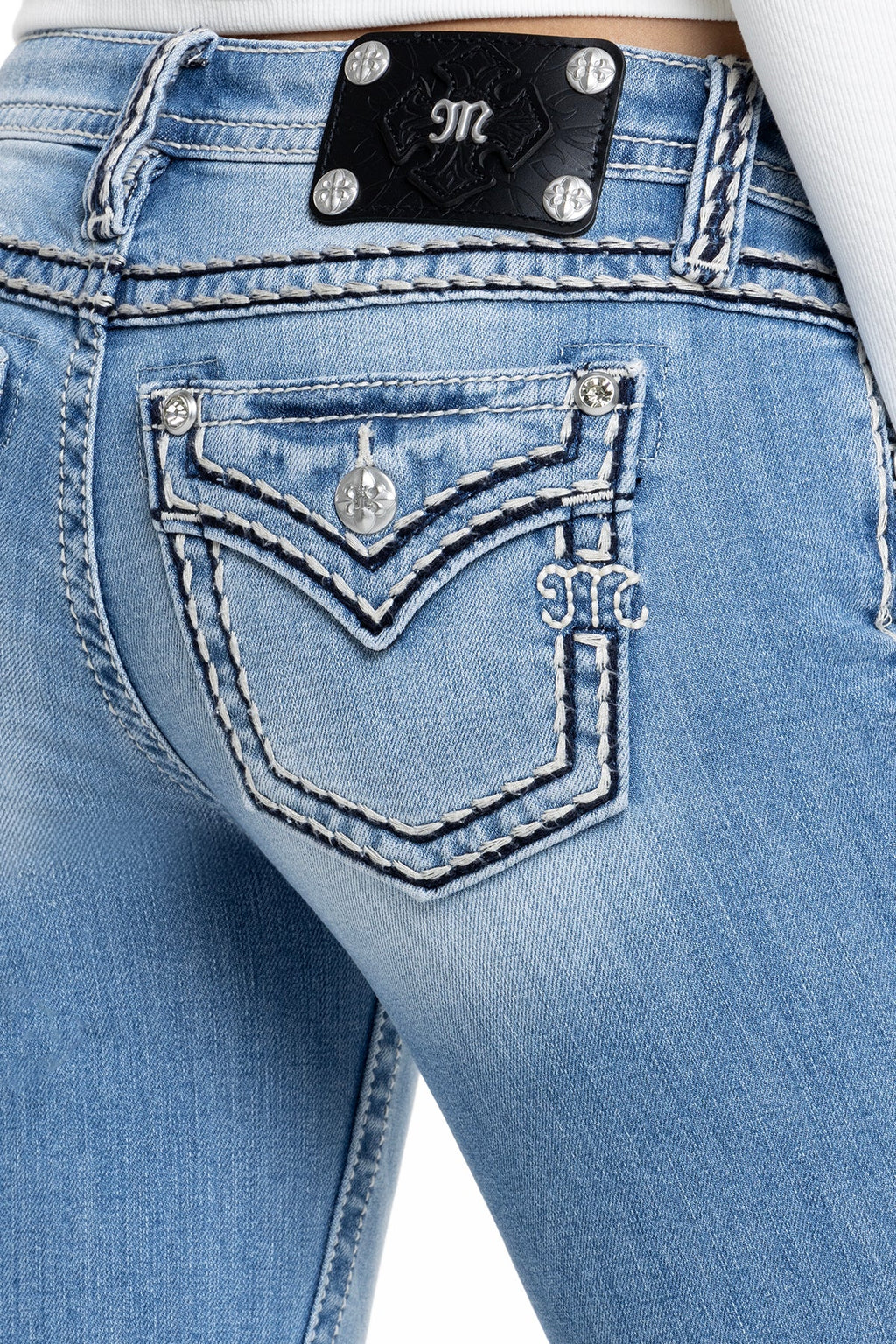 Cleo Stitched Low Rise Bootcut Jeans