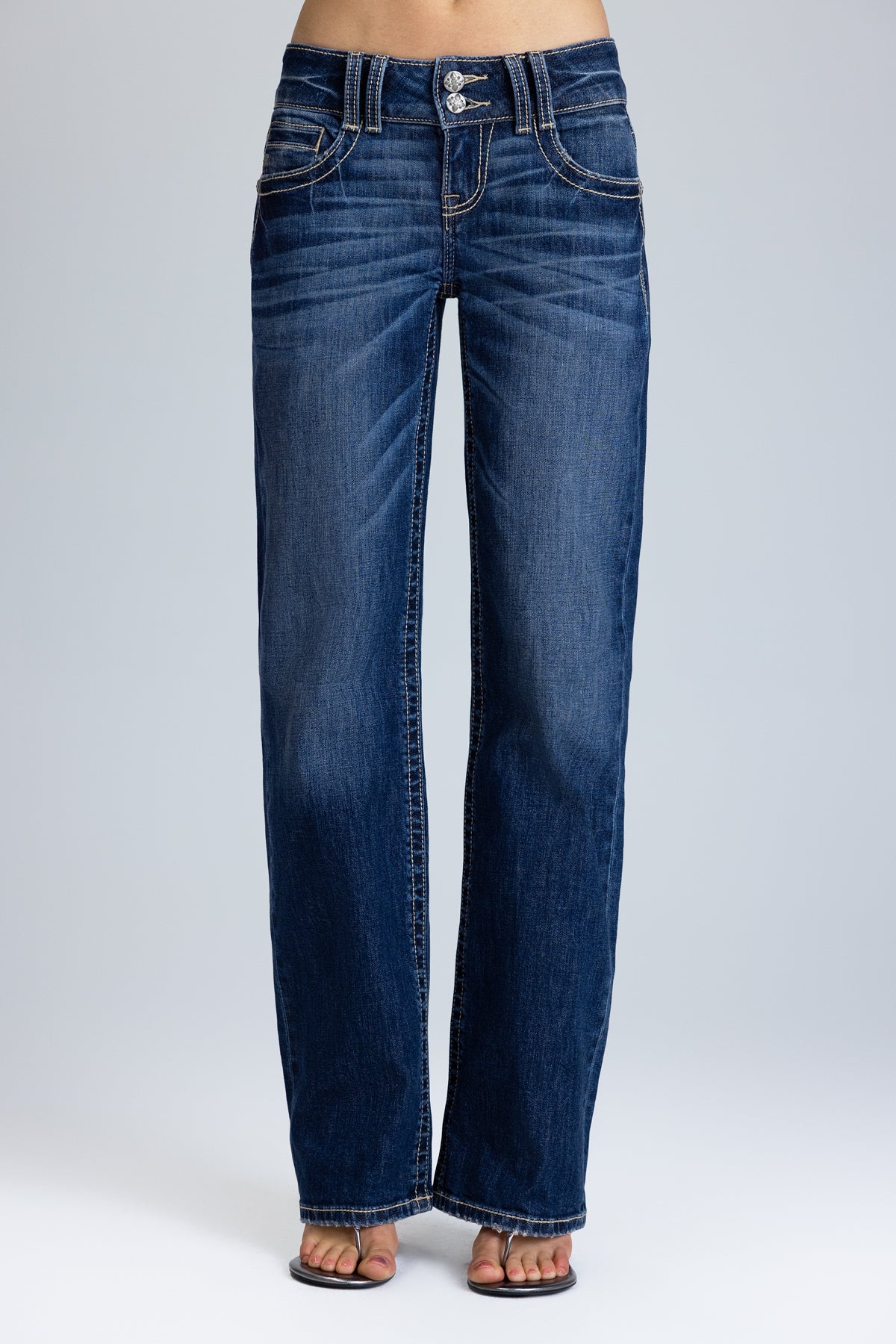 Giselle Double Waist Low Rise Slim Wide