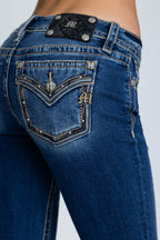 Lydia Border Stitched Low Rise Bootcut Jeans