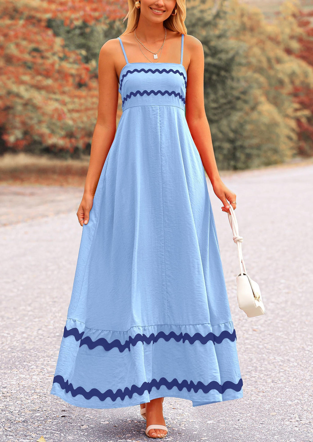 PRETTYGARDEN Women's Summer Flowy Maxi Dress Casual Sleeveless Spaghetti Strap Ruffle Beach Long Dresses