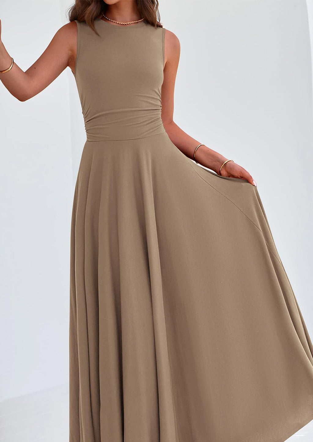 PRETTYGARDEN Womens Spring Dresses Casual Sleeveless Crewneck Aline Maxi Dress Stretch Tank Flowy Long Dresses