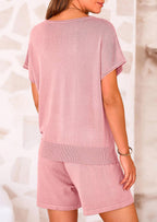 PRETTYGARDEN Two Piece Set for Women Summer Lounge Sets Shorts And Short Sleeve Tops Knitted Matching Travel Spring Outfits