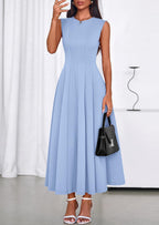 PRETTYGARDEN Sleeveless Crewneck Summer Maxi Dresses for Women Elegant Classy Semi Formal A Line Modest Party Dress