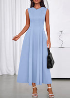 PRETTYGARDEN Sleeveless Crewneck Summer Maxi Dresses for Women Elegant Classy Semi Formal A Line Modest Party Dress