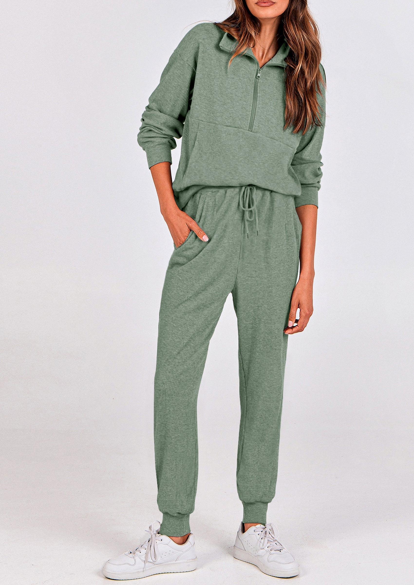 PRETTYGARDEN Women's Fall 2 Piece Lounge Sets Zip Up Sweatshirt Jogger Pants Sweat Track Suits Travel Outfit Winter Clothing