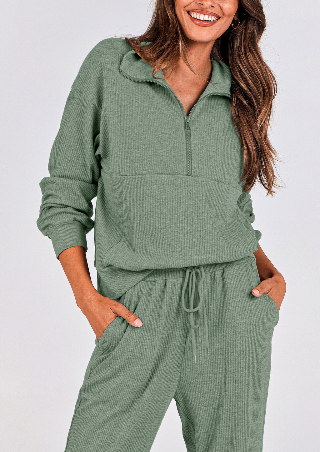 PRETTYGARDEN Women's Fall 2 Piece Lounge Sets Zip Up Sweatshirt Jogger Pants Sweat Track Suits Travel Outfit Winter Clothing
