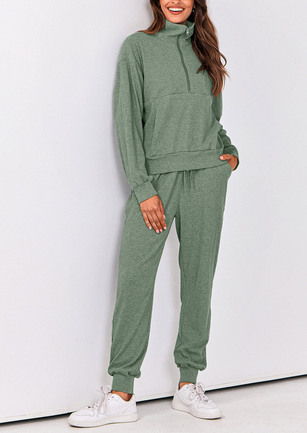 PRETTYGARDEN Women's Fall 2 Piece Lounge Sets Zip Up Sweatshirt Jogger Pants Sweat Track Suits Travel Outfit Winter Clothing