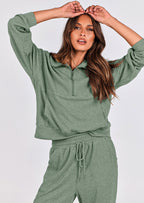 PRETTYGARDEN Women's Fall 2 Piece Lounge Sets Zip Up Sweatshirt Jogger Pants Sweat Track Suits Travel Outfit Winter Clothing