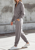 PRETTYGARDEN Women's 2 Piece Sweater Set Pullover Zip Up Sweatshirt Jogger Sweatpants Tracksuit Casual Outfit