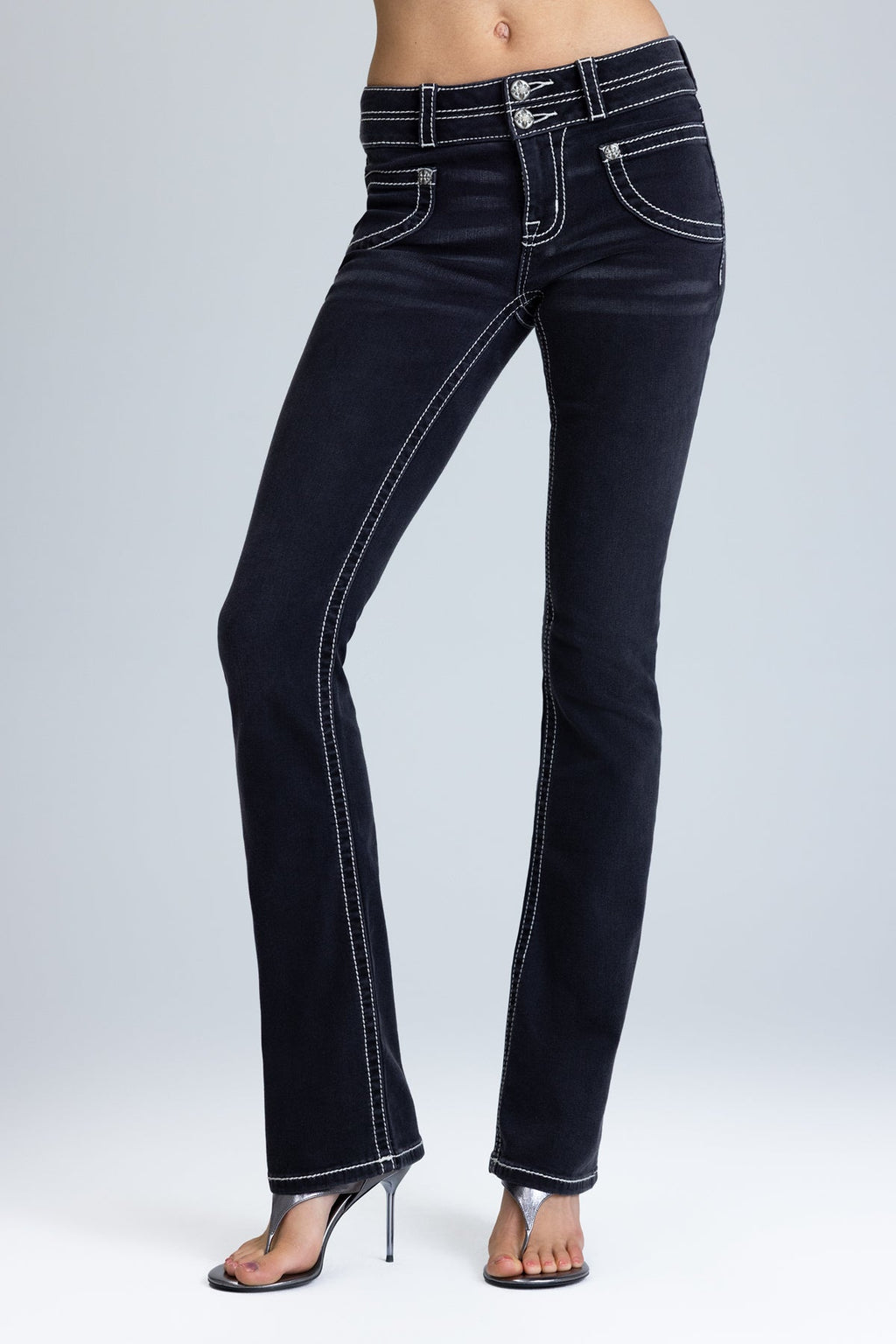 Ebony Stitched Bootcut Jeans