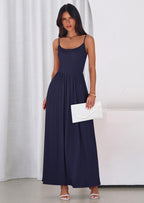 PRETTYGARDEN Womens Spaghetti Strap Maxi Dresses Sleeveless Summer Dress Long Casual Knit Flowy Beach Sundresses with Pockets