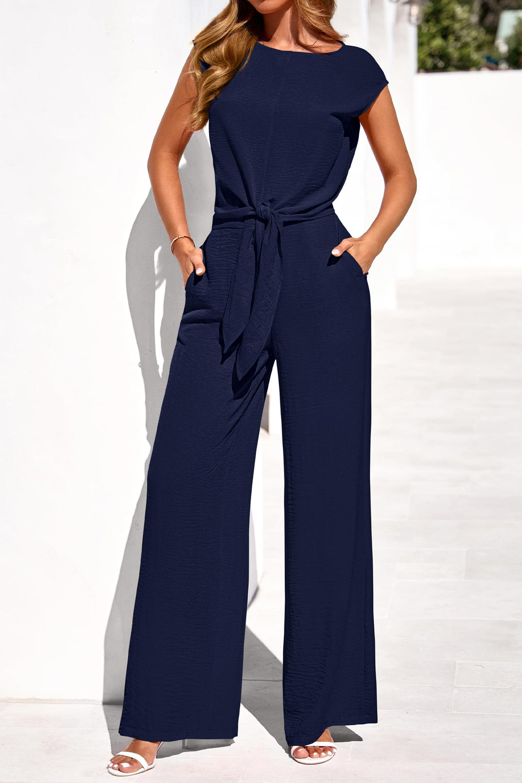 PRETTYGARDEN Women 2 Piece Lounge Sets Casual Summer Outfits Cap Sleeve Strappy Crop Tops Wide Leg Pant Tracksuit