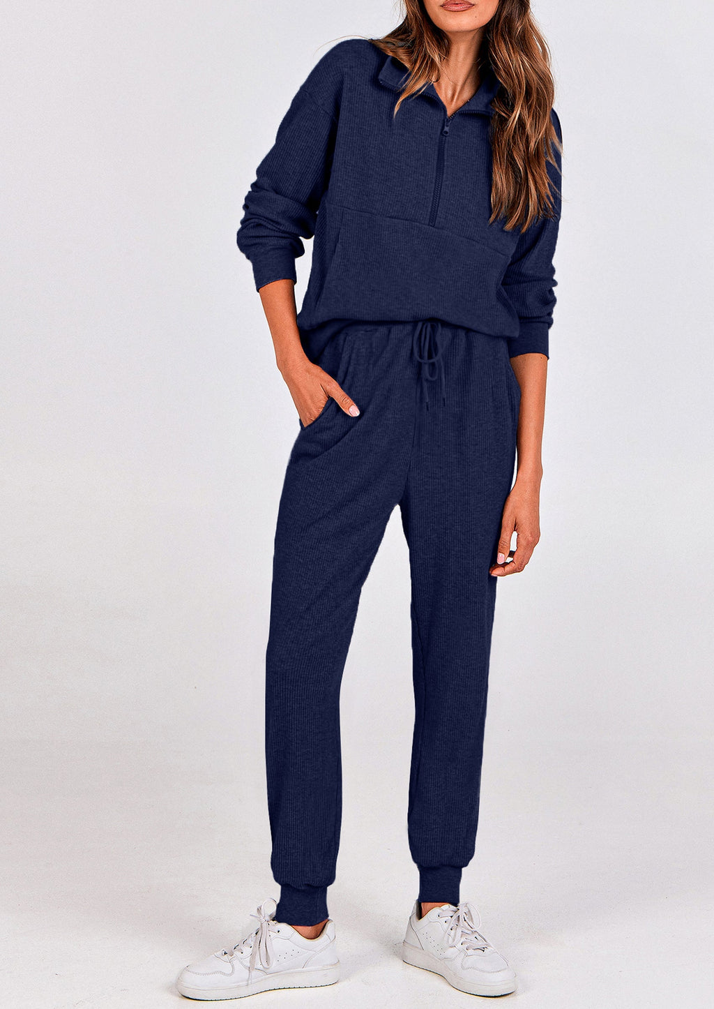 PRETTYGARDEN Women's Fall 2 Piece Lounge Sets Zip Up Sweatshirt Jogger Pants Sweat Track Suits Travel Outfit Winter Clothing