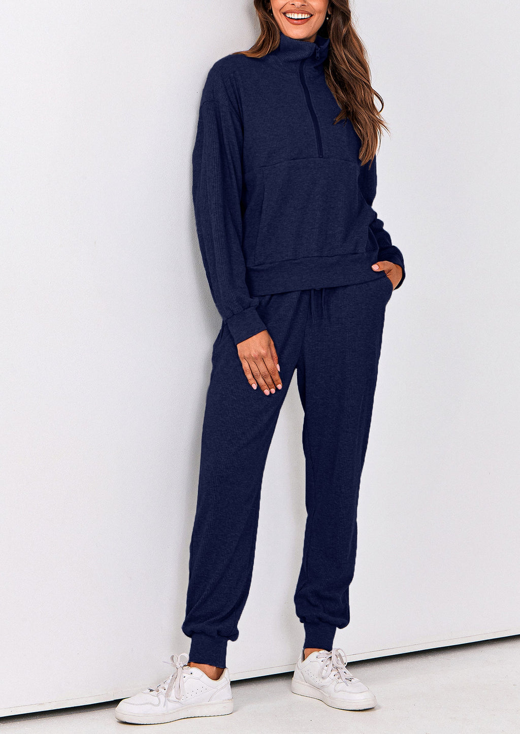 PRETTYGARDEN Women's Fall 2 Piece Lounge Sets Zip Up Sweatshirt Jogger Pants Sweat Track Suits Travel Outfit Winter Clothing