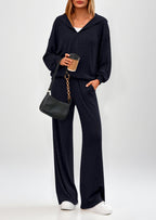 PRETTYGARDEN Women's 2 Piece Fall Lounge Sets Zip Up Hoodie Wide Leg Pants Tracksuit Matching Travel Outfits Clothes