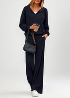 PRETTYGARDEN Women's 2 Piece Fall Lounge Sets Zip Up Hoodie Wide Leg Pants Tracksuit Matching Travel Outfits Clothes