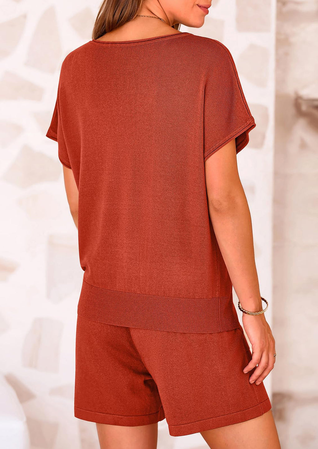 PRETTYGARDEN Two Piece Set for Women Summer Lounge Sets Shorts And Short Sleeve Tops Knitted Matching Travel Spring Outfits