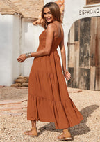 PRETTYGARDEN Women's Summer Maxi Dress Casual Boho Sleeveless Spaghetti Strap Smocked Tiered Long Beach Sundresses