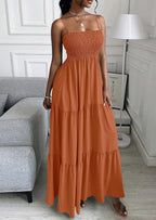 PRETTYGARDEN Women's Summer Maxi Dress Casual Boho Sleeveless Spaghetti Strap Smocked Tiered Long Beach Sundresses