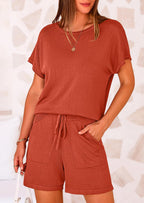 PRETTYGARDEN Two Piece Set for Women Summer Lounge Sets Shorts And Short Sleeve Tops Knitted Matching Travel Spring Outfits