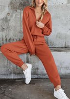 PRETTYGARDEN Women's 2 Piece Sweater Set Pullover Zip Up Sweatshirt Jogger Sweatpants Tracksuit Casual Outfit