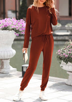 PRETTYGARDEN Lounge Outfit Long Sleeve Crewneck Pullover Tops High Waisted Pants Set Tracksuit