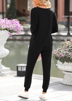 PRETTYGARDEN Lounge Outfit Long Sleeve Crewneck Pullover Tops High Waisted Pants Set Tracksuit
