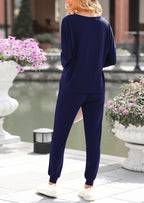 PRETTYGARDEN Lounge Outfit Long Sleeve Crewneck Pullover Tops High Waisted Pants Set Tracksuit