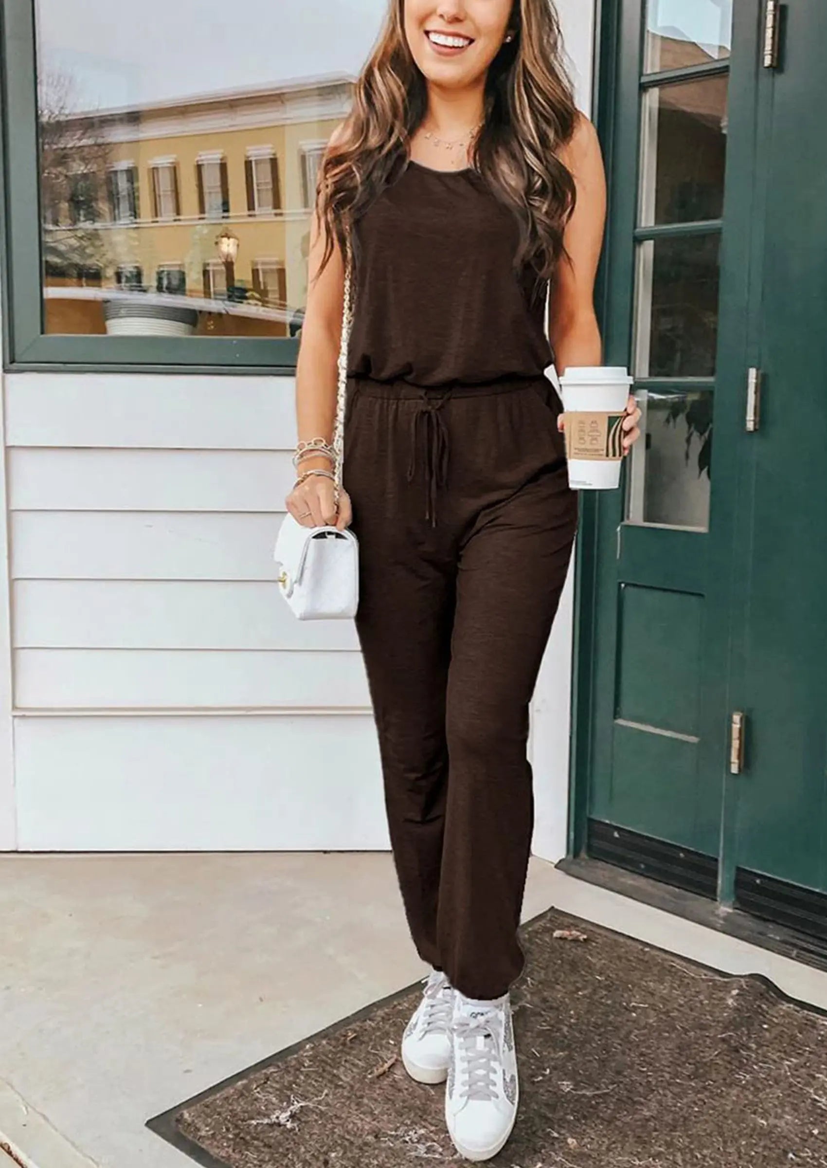 PRETTYGARDEN Two Piece Outfit Sets Casual Sleeveless Crewneck Tops and Sweatpants