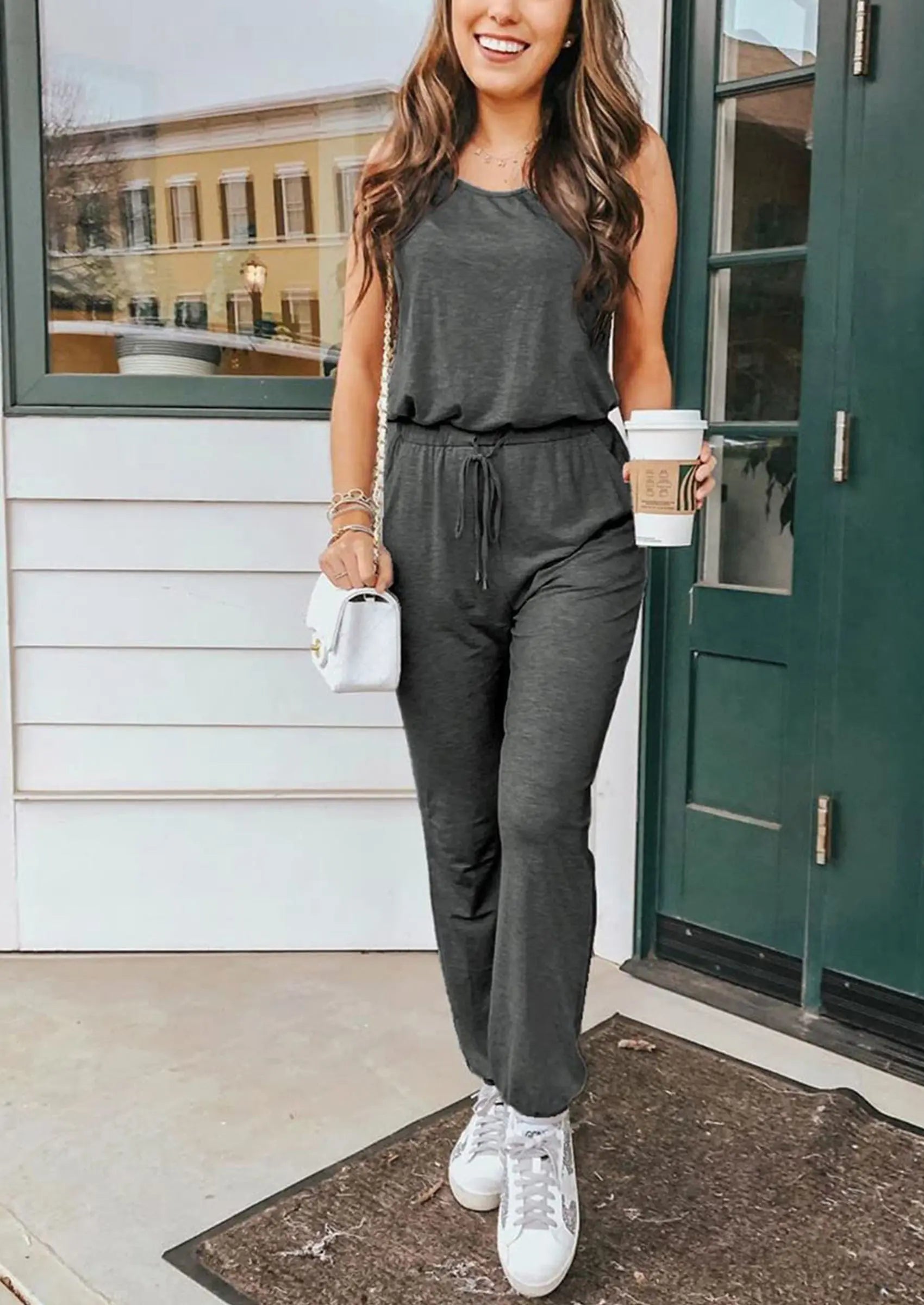 PRETTYGARDEN Two Piece Outfit Sets Casual Sleeveless Crewneck Tops and Sweatpants