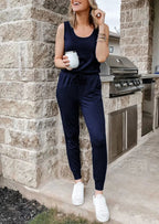 PRETTYGARDEN Two Piece Outfit Sets Casual Sleeveless Crewneck Tops and Sweatpants