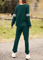 PRETTYGARDEN Women's Color Block 2 Piece Spring Tracksuit Crewneck Long Sleeve Tops Long Sweatpants Outfits Lounge Sets
