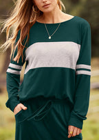 PRETTYGARDEN Women's Color Block 2 Piece Spring Tracksuit Crewneck Long Sleeve Tops Long Sweatpants Outfits Lounge Sets
