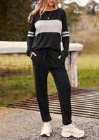 PRETTYGARDEN Women's Color Block 2 Piece Spring Tracksuit Crewneck Long Sleeve Tops Long Sweatpants Outfits Lounge Sets