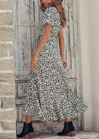 PRETTYGARDEN Women's Summer Maxi Dress Casual Wrap Floral Boho Short Sleeve V Neck Split Ruffle Beach Long Dresses