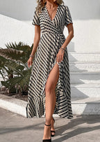 PRETTYGARDEN Women's Summer Maxi Dress Casual Wrap Floral Boho Short Sleeve V Neck Split Ruffle Beach Long Dresses