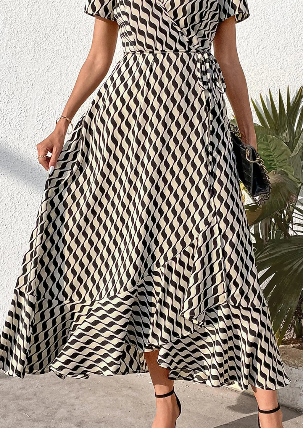PRETTYGARDEN Women's Summer Maxi Dress Casual Wrap Floral Boho Short Sleeve V Neck Split Ruffle Beach Long Dresses