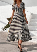 PRETTYGARDEN Women's Summer Maxi Dress Casual Wrap Floral Boho Short Sleeve V Neck Split Ruffle Beach Long Dresses