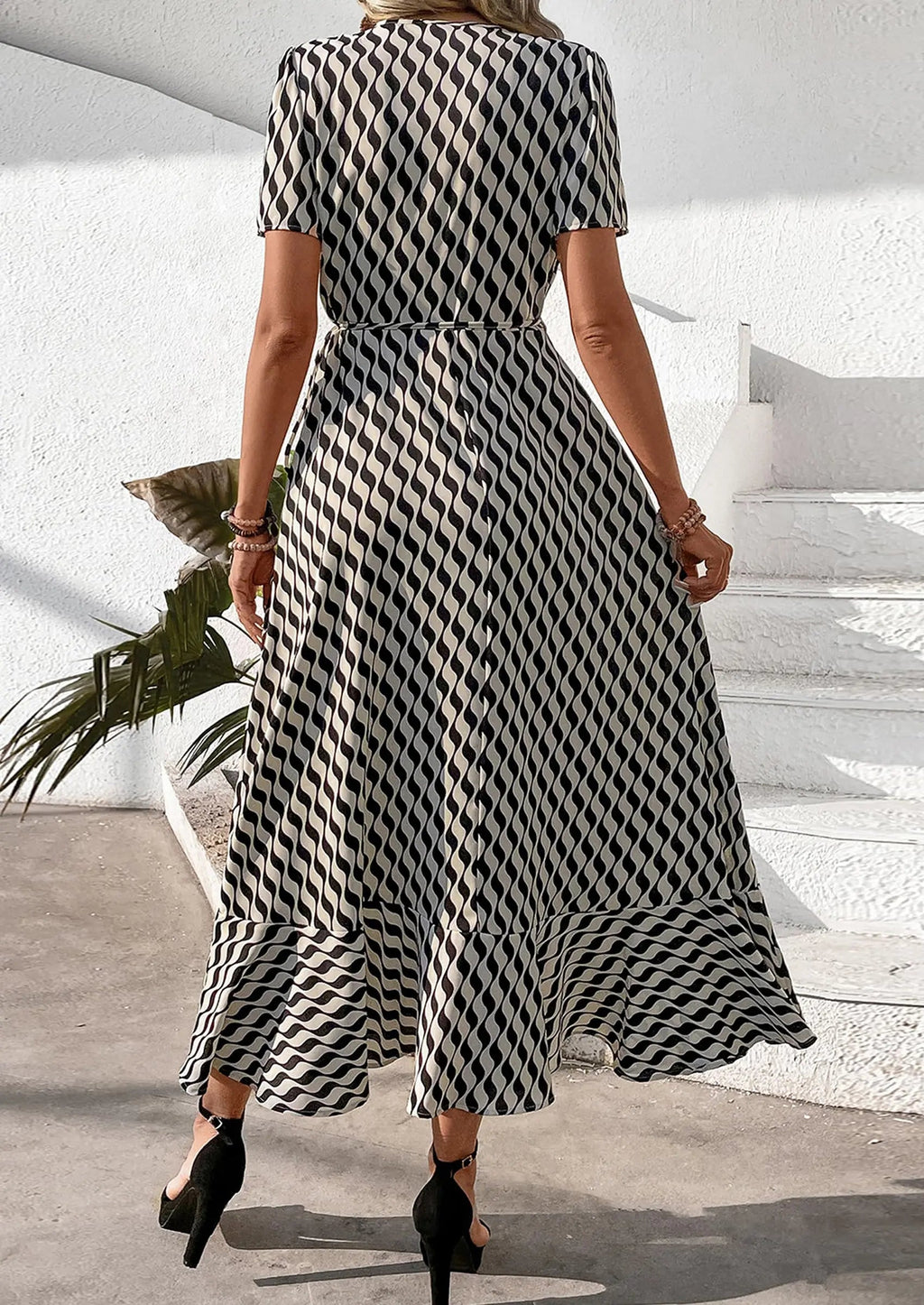 PRETTYGARDEN Women's Summer Maxi Dress Casual Wrap Floral Boho Short Sleeve V Neck Split Ruffle Beach Long Dresses