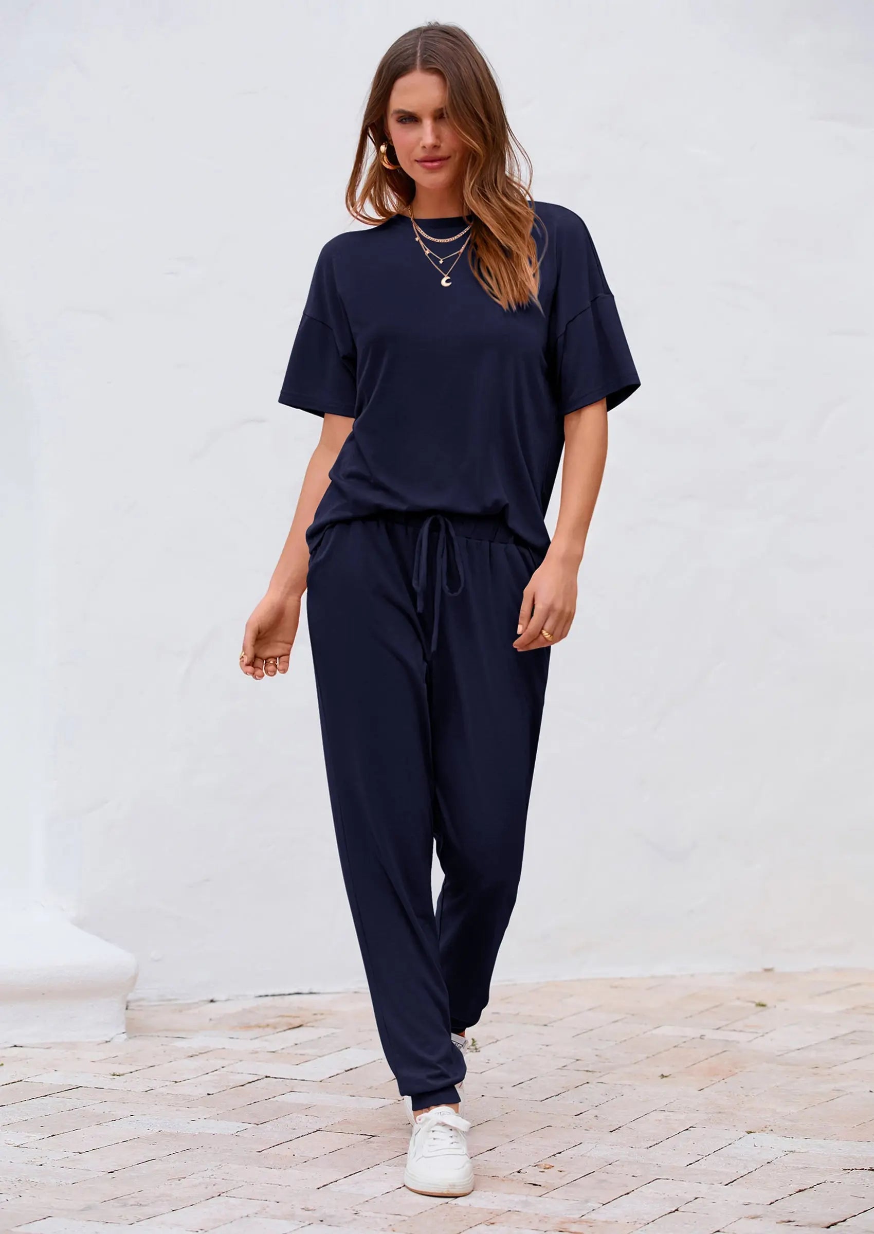 PRETTYGARDEN Women's Two Piece Lounge Sets Spring Summer Jogger Pants Vacation Outfits Travel Airplane Matching Clothes