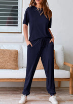 PRETTYGARDEN Women's Two Piece Lounge Sets Spring Summer Jogger Pants Vacation Outfits Travel Airplane Matching Clothes