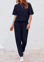 PRETTYGARDEN Women's Two Piece Lounge Sets Spring Summer Jogger Pants Vacation Outfits Travel Airplane Matching Clothes
