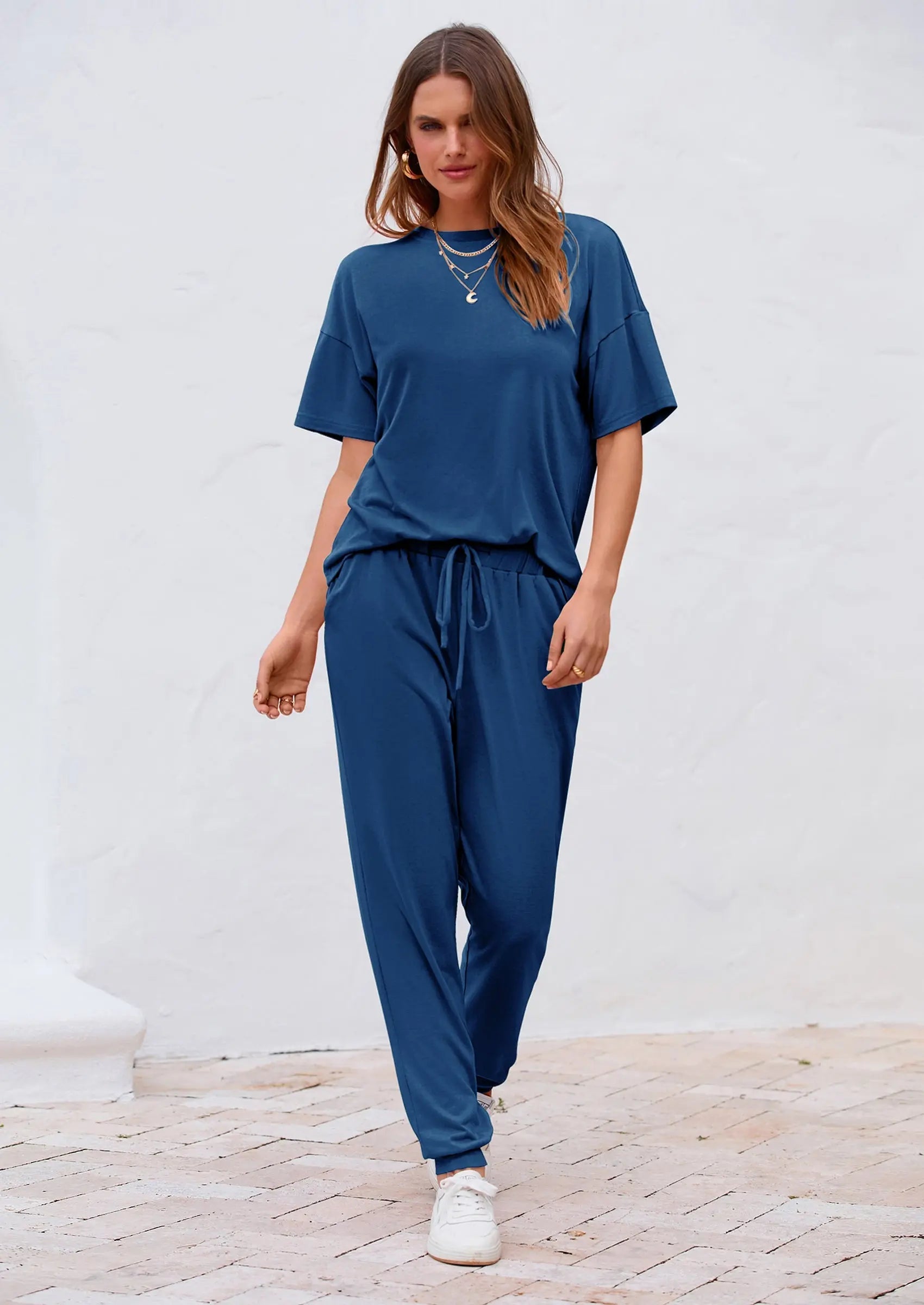 PRETTYGARDEN Women's Two Piece Lounge Sets Spring Summer Jogger Pants Vacation Outfits Travel Airplane Matching Clothes