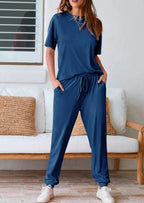 PRETTYGARDEN Women's Two Piece Lounge Sets Spring Summer Jogger Pants Vacation Outfits Travel Airplane Matching Clothes