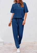 PRETTYGARDEN Women's Two Piece Lounge Sets Spring Summer Jogger Pants Vacation Outfits Travel Airplane Matching Clothes