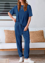 PRETTYGARDEN Women's Two Piece Lounge Sets Spring Summer Jogger Pants Vacation Outfits Travel Airplane Matching Clothes