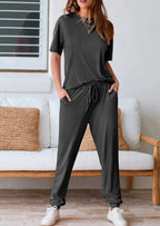 PRETTYGARDEN Women's Two Piece Lounge Sets Spring Summer Jogger Pants Vacation Outfits Travel Airplane Matching Clothes