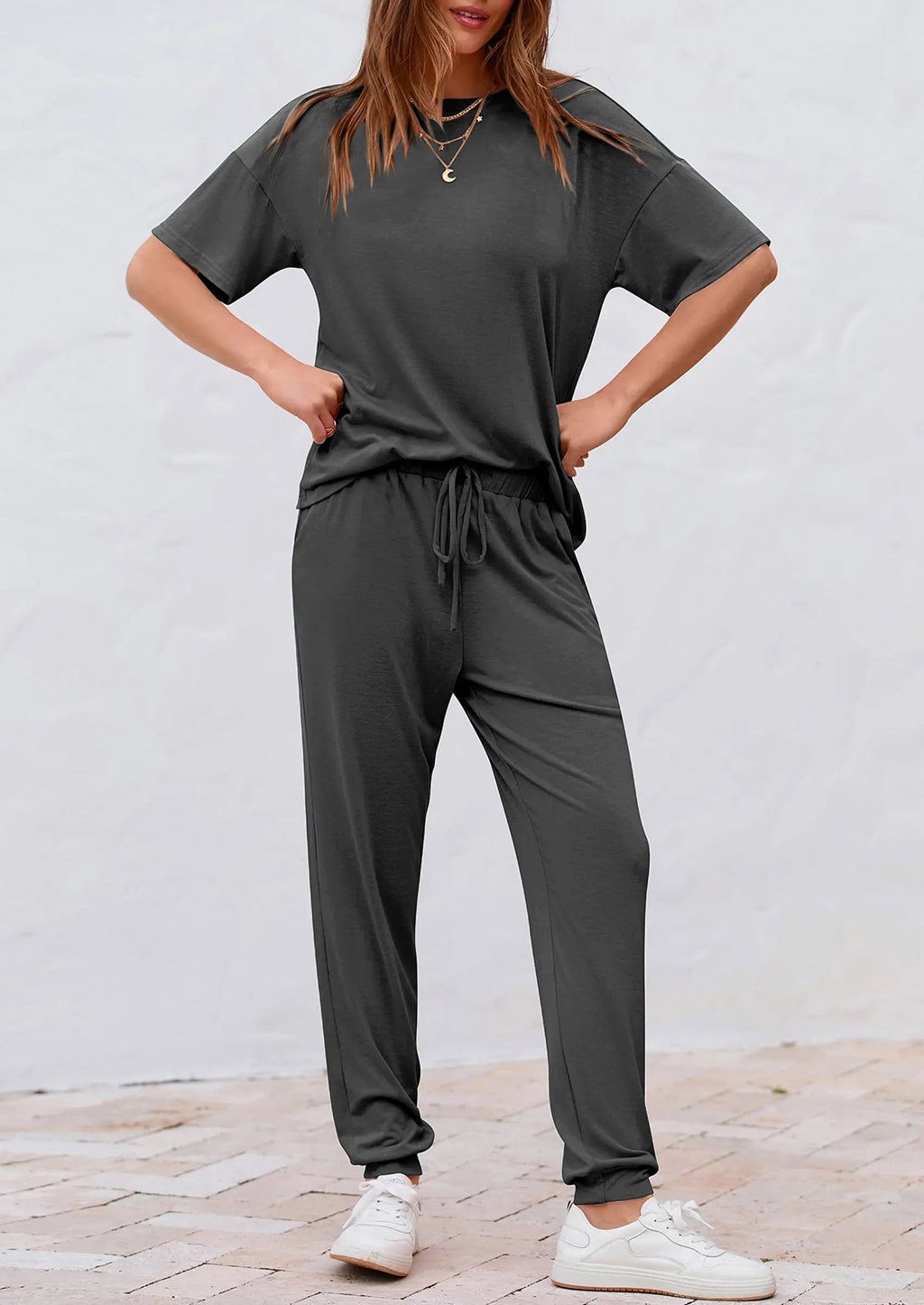 PRETTYGARDEN Women's Two Piece Lounge Sets Spring Summer Jogger Pants Vacation Outfits Travel Airplane Matching Clothes