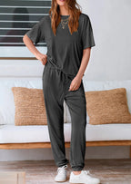 PRETTYGARDEN Women's Two Piece Lounge Sets Spring Summer Jogger Pants Vacation Outfits Travel Airplane Matching Clothes