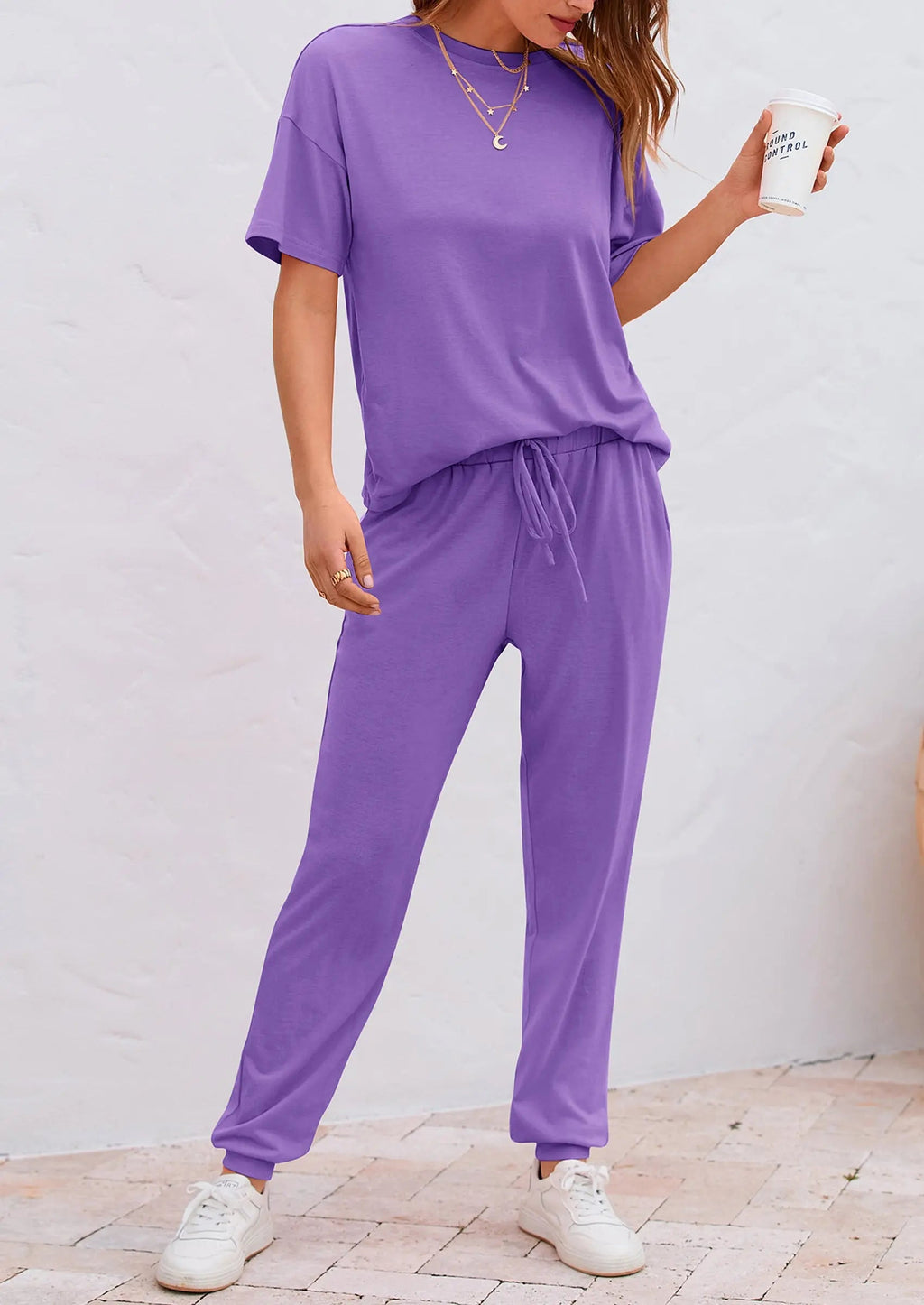 PRETTYGARDEN Women's Two Piece Lounge Sets Spring Summer Jogger Pants Vacation Outfits Travel Airplane Matching Clothes